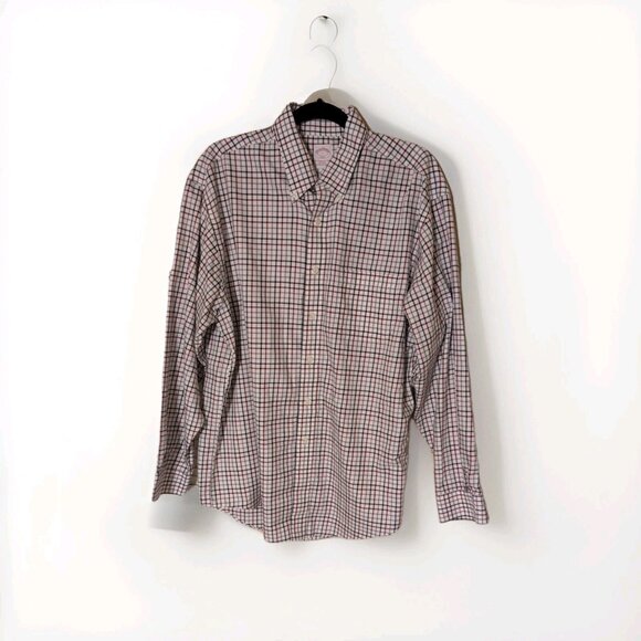 92.00 Brooks Brothers Non-Iron Cotton Check Dress Shirt L - Picture 1 of 6